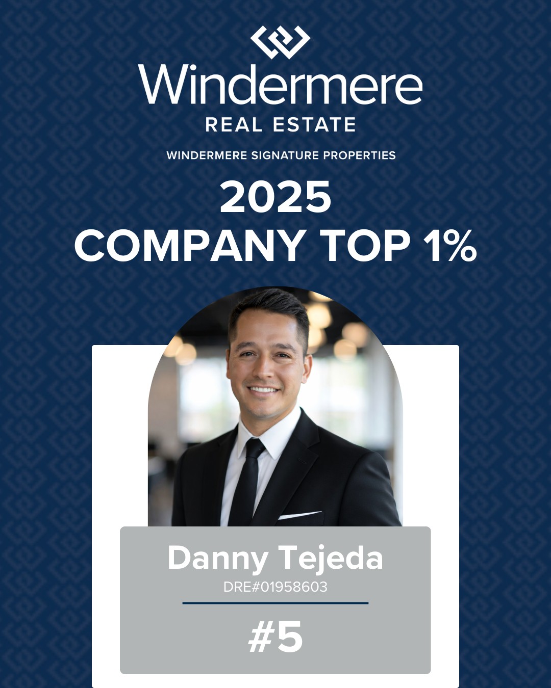 Standing out in a company of high achievers is no small feat. Congratulations to Danny Tejeda for ranking #5 companywide. Your consistency, professionalism, and client‑first approach continue to elevate our entire team. 🚀

#WindermereTopAchievers #TAC2025 #WindermereAwards2025 #WRETopAchievers #top1percent
